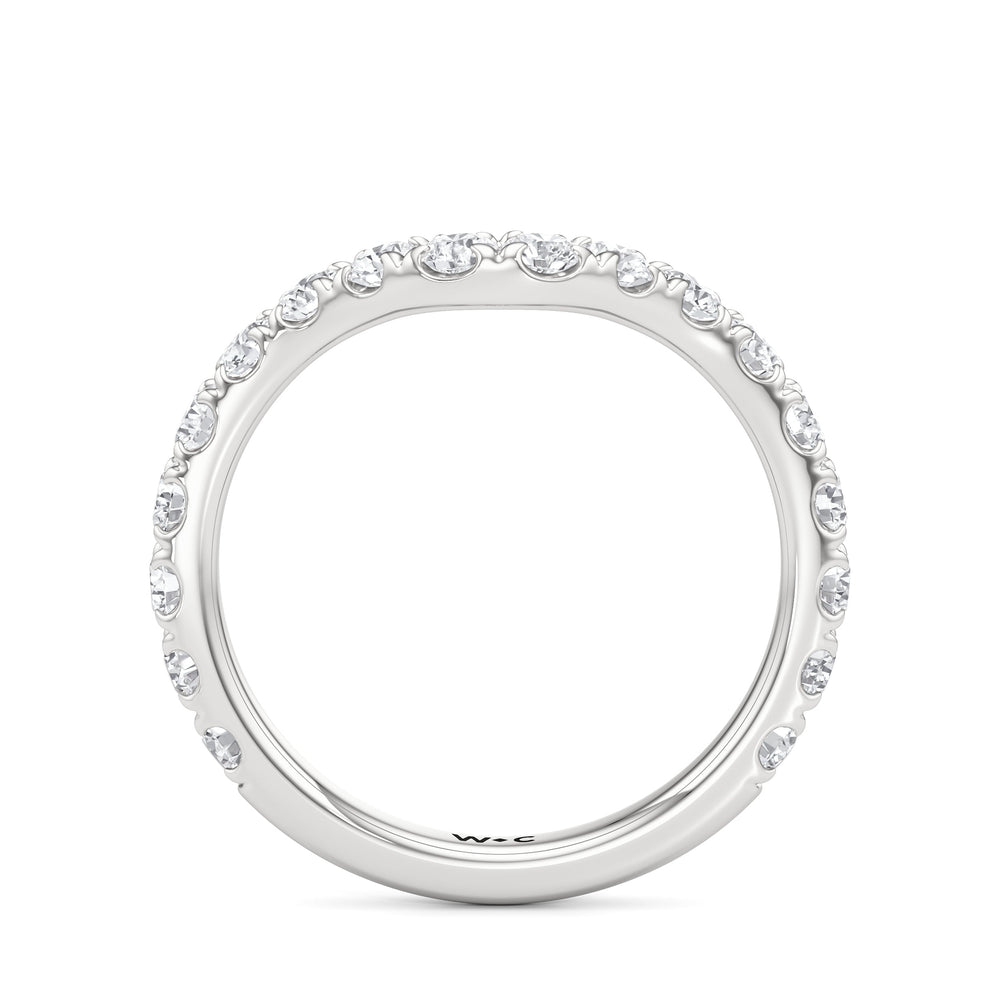 Elan Pear Diamond Wedding Band with Platinum Cut Diamond in 14KT Platinum view 4
