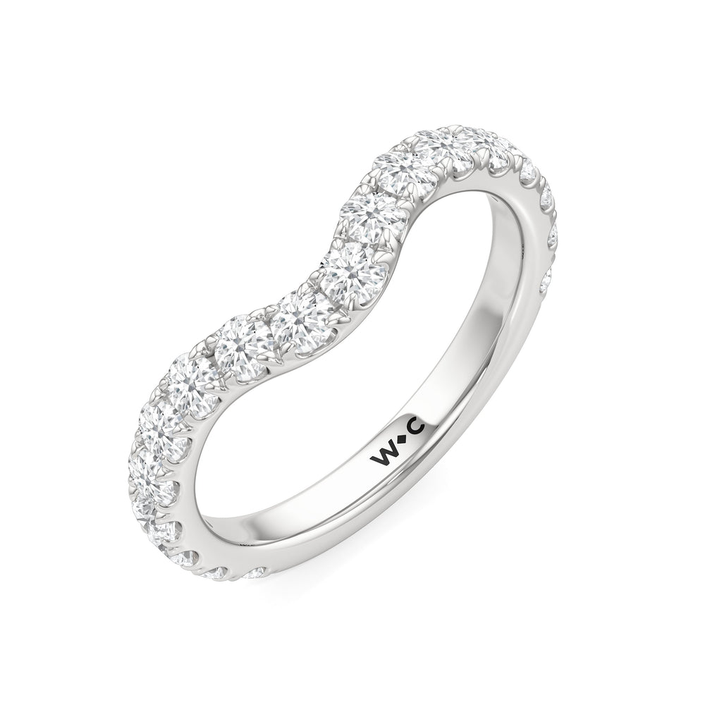 Elan Pear Diamond Wedding Band with Platinum Cut Diamond in 14KT Platinum view 5
