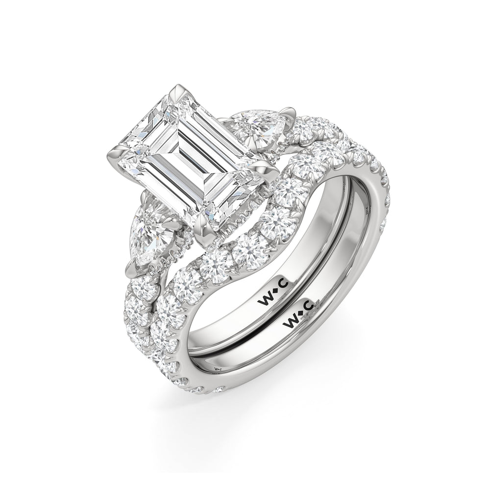 Elan Pear Engagement Ring with Emerald Cut Diamond in 14KT Platinum view 6
