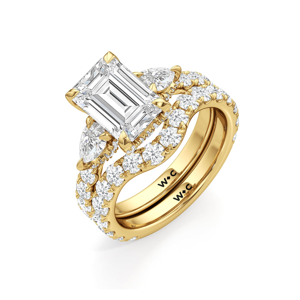 Elan Pear Engagement Ring with Emerald Cut Diamond in 14KT Yellow Gold view 6
