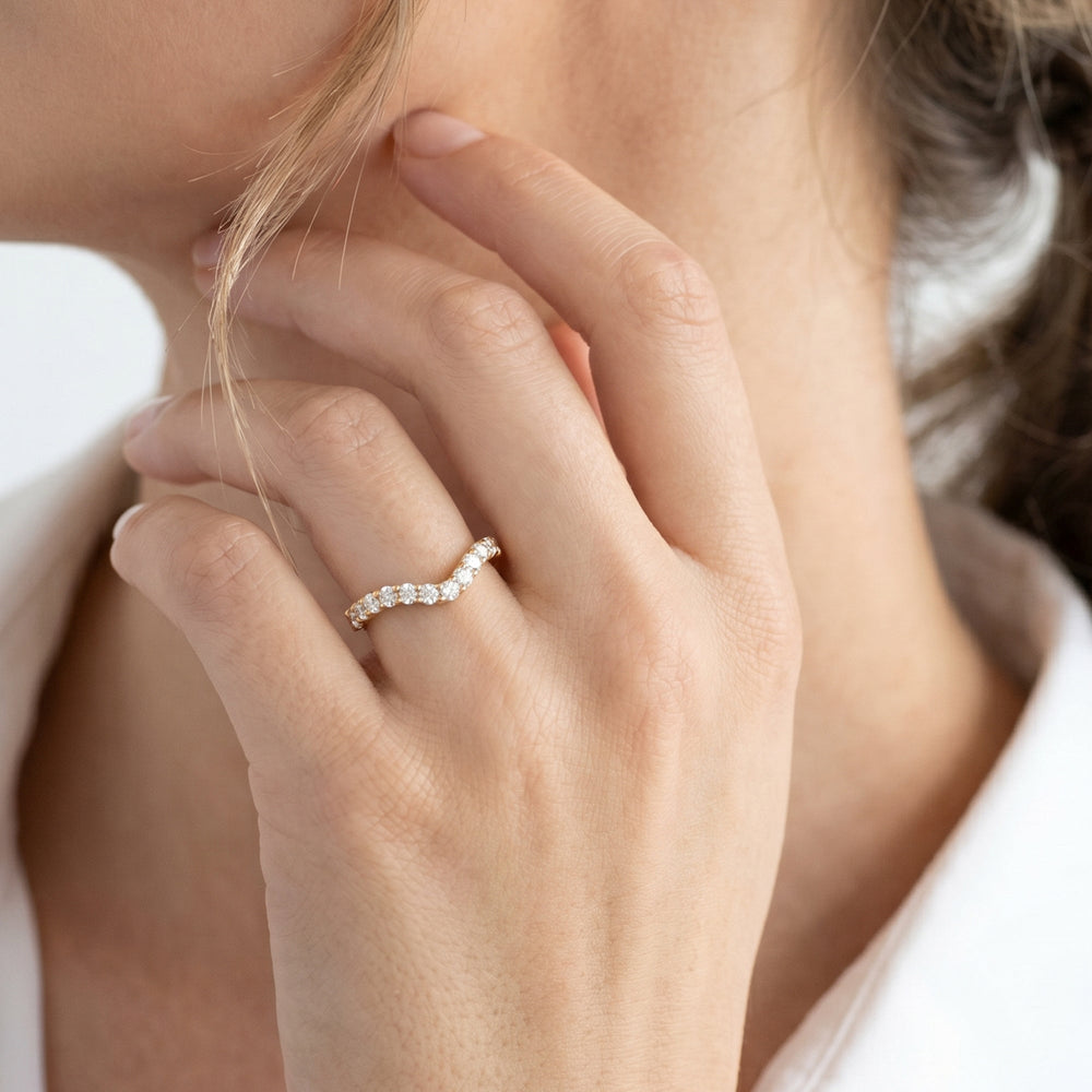 Elan Pear Diamond Wedding Band with 18KT Yellow Gold Cut Diamond in 14KT Yellow Gold view 2
