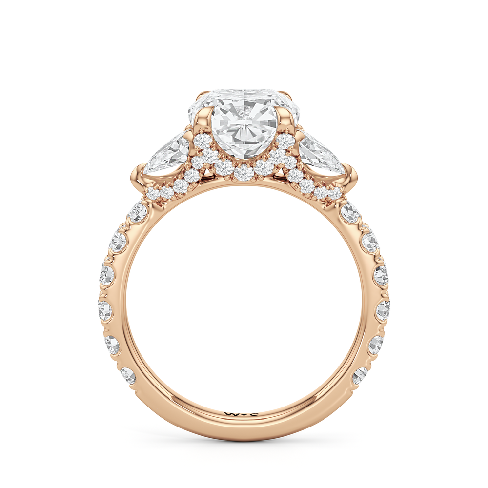 Elan Pear Engagement Ring with Cushion Cut Diamond in 14KT Rose Gold view 4
