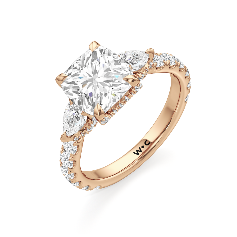 Elan Pear Engagement Ring with Cushion Cut Diamond in 14KT Rose Gold view 5
