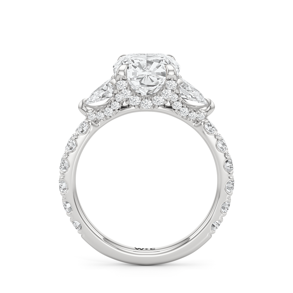 Elan Pear Engagement Ring with Cushion Cut Diamond in 14KT Platinum view 4
