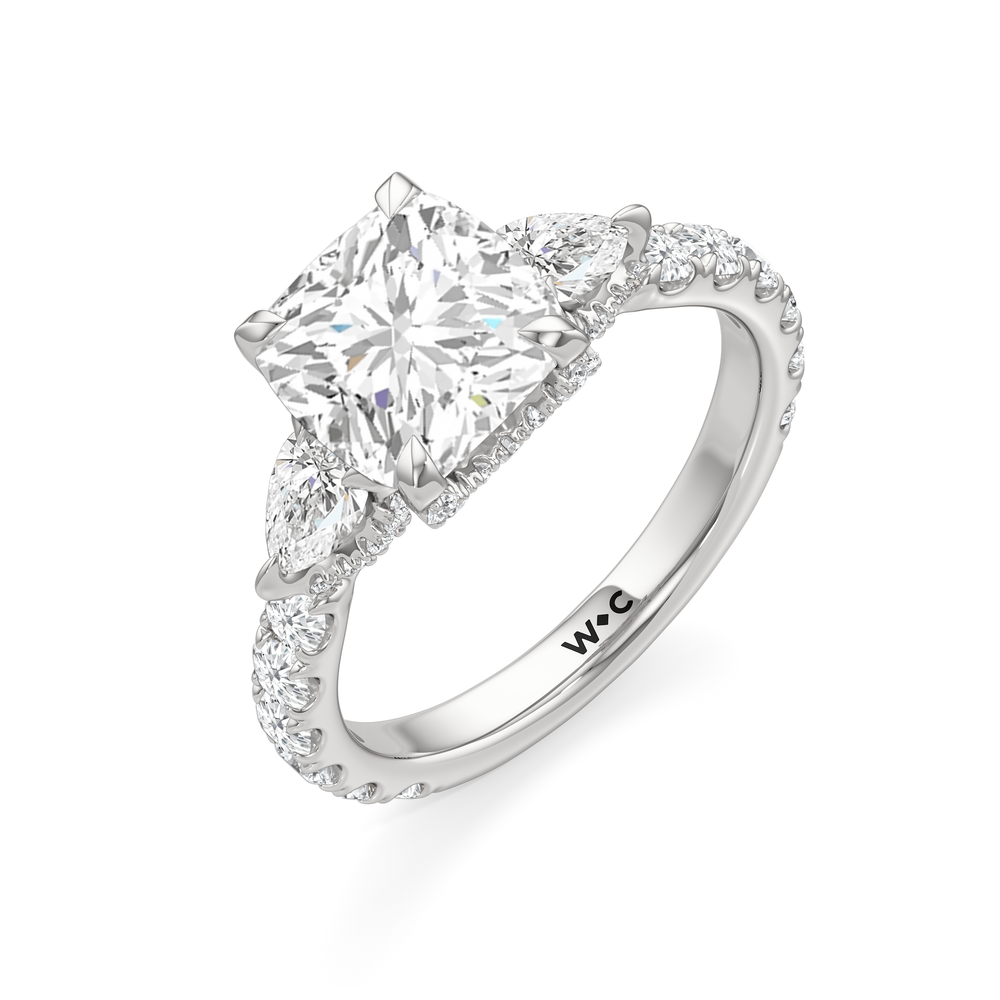 Elan Pear Engagement Ring with Cushion Cut Diamond in 14KT Platinum view 5
