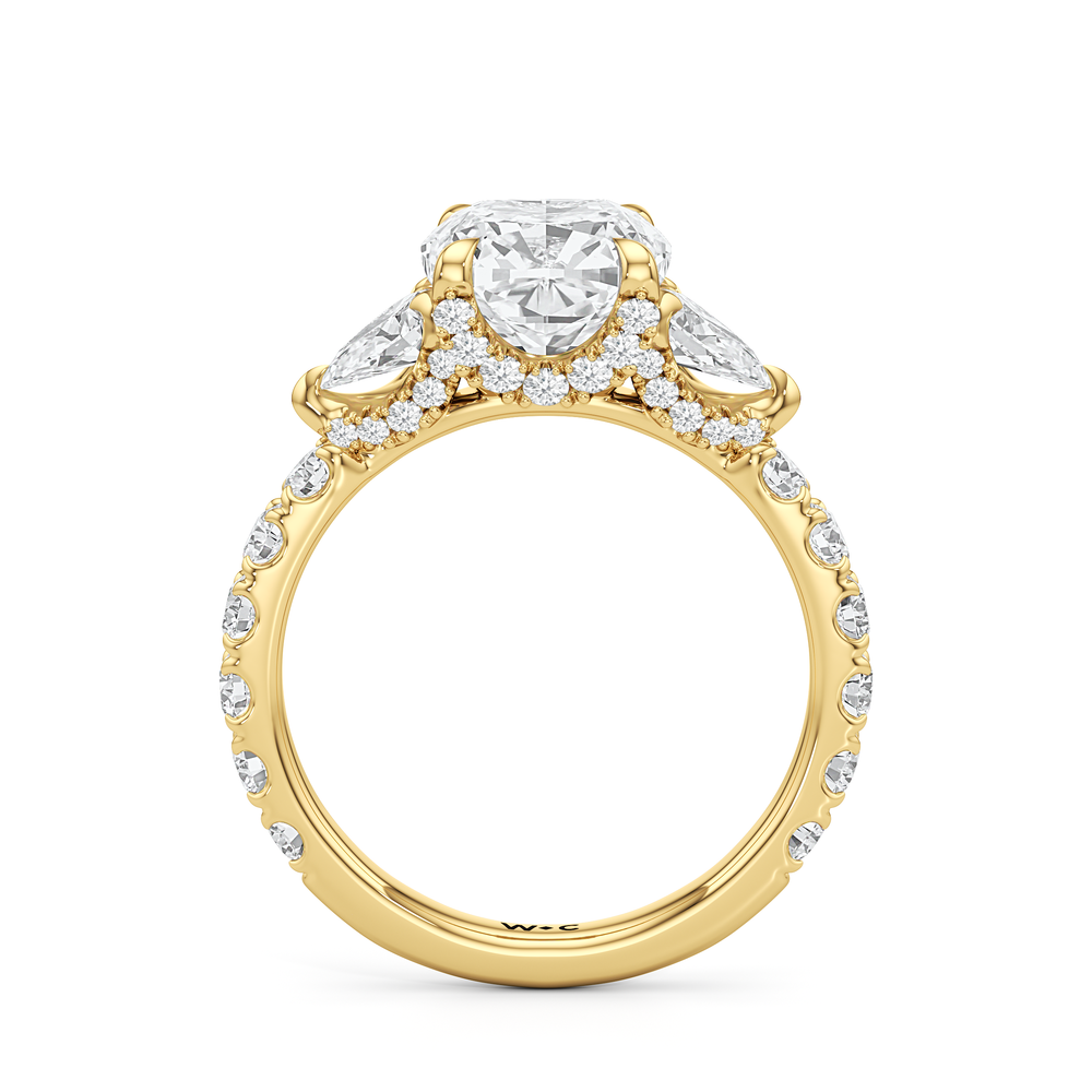Elan Pear Engagement Ring with Cushion Cut Diamond in 14KT Yellow Gold view 4
