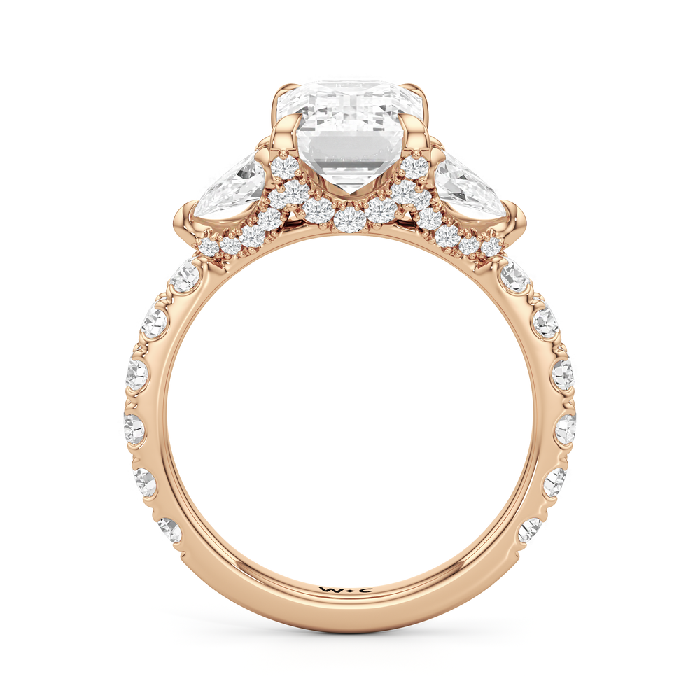 Elan Pear Engagement Ring with Emerald Cut Diamond in 14KT Rose Gold view 4
