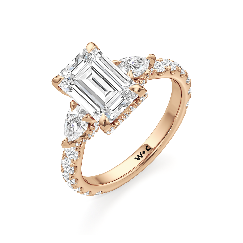 Elan Pear Engagement Ring with Emerald Cut Diamond in 14KT Rose Gold view 5
