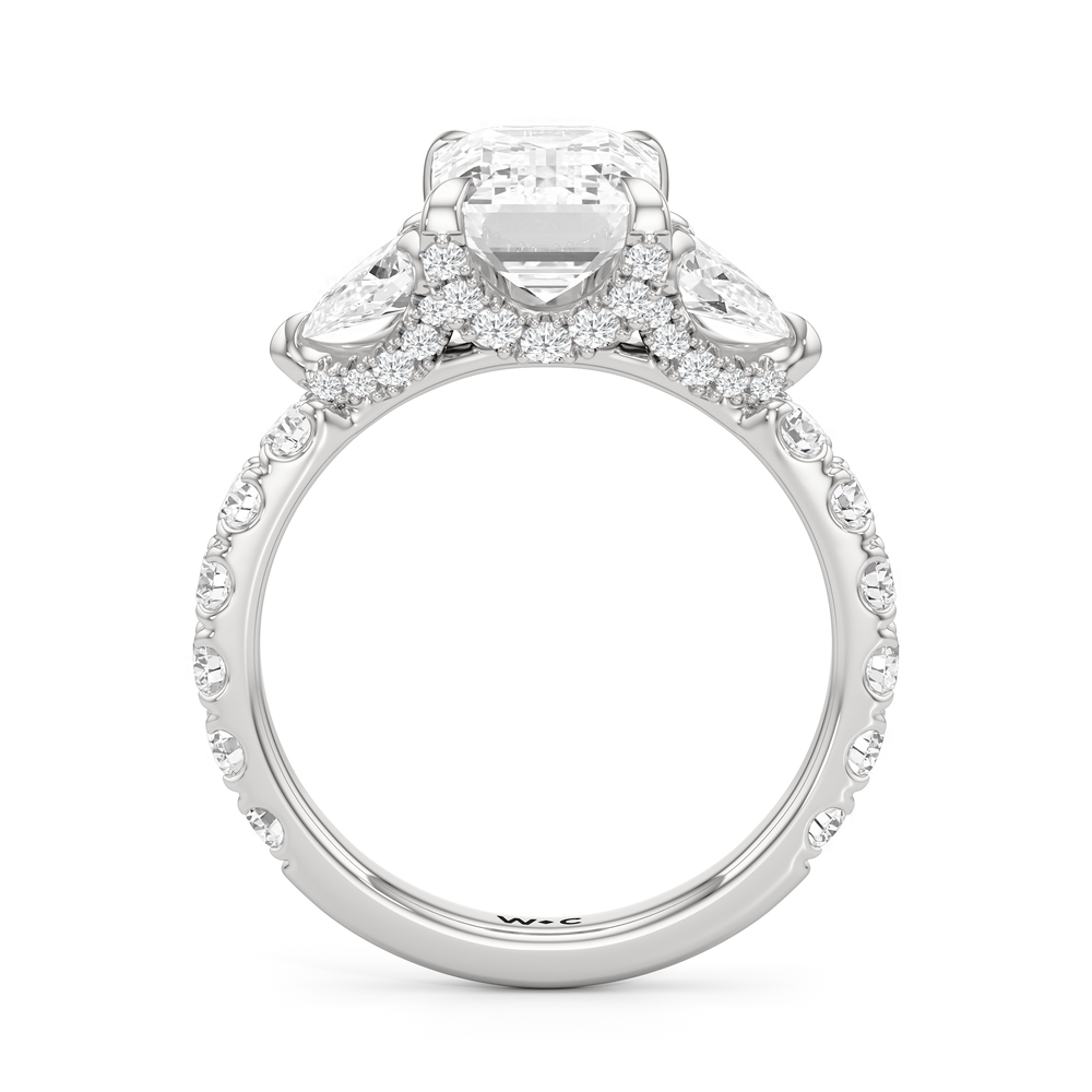 Elan Pear Engagement Ring with Emerald Cut Diamond in 14KT Platinum view 4
