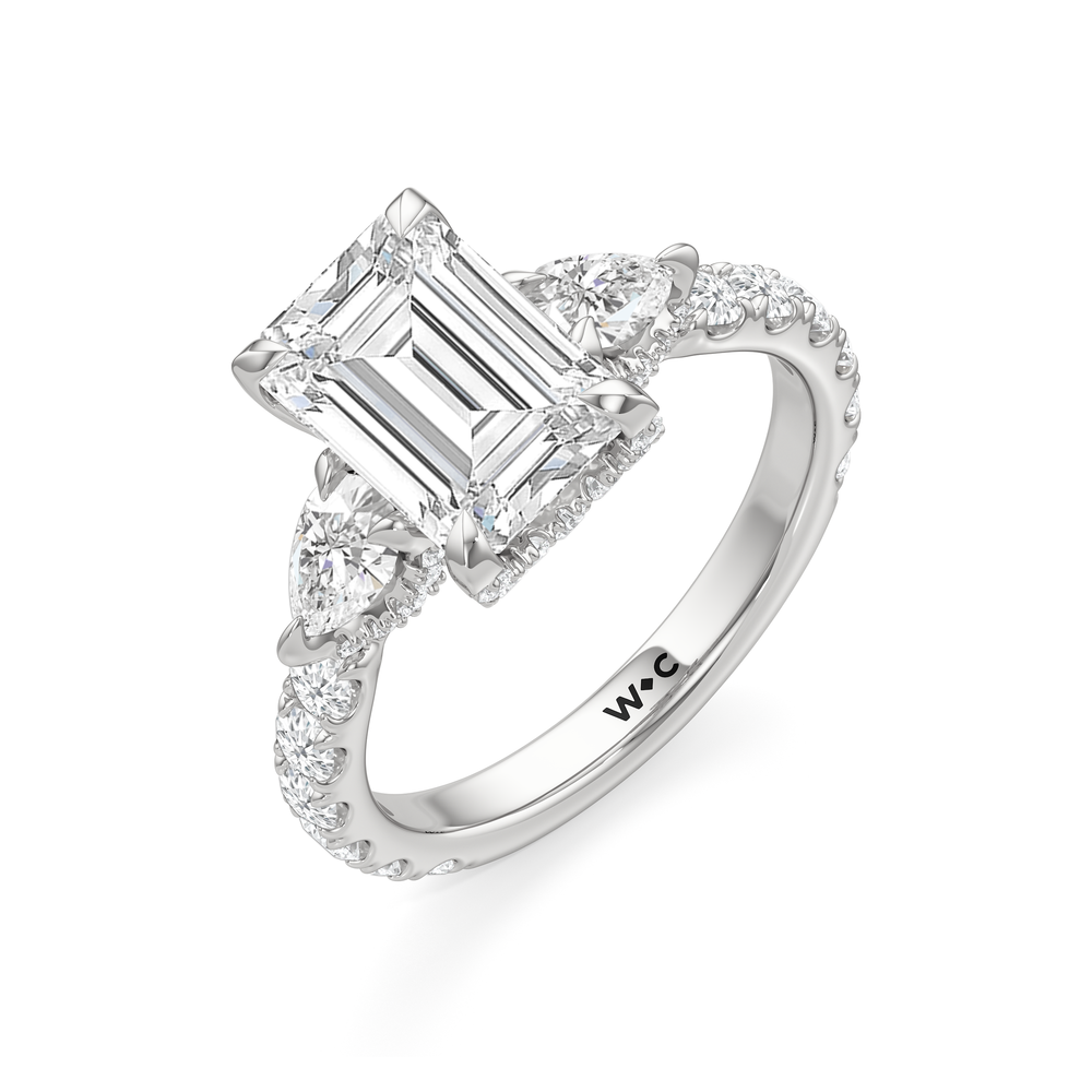 Elan Pear Engagement Ring with Emerald Cut Diamond in 14KT Platinum view 5
