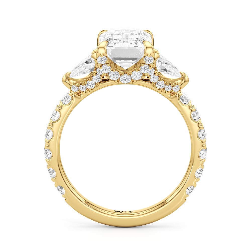 Elan Pear Engagement Ring with Emerald Cut Diamond in 14KT Yellow Gold view 4
