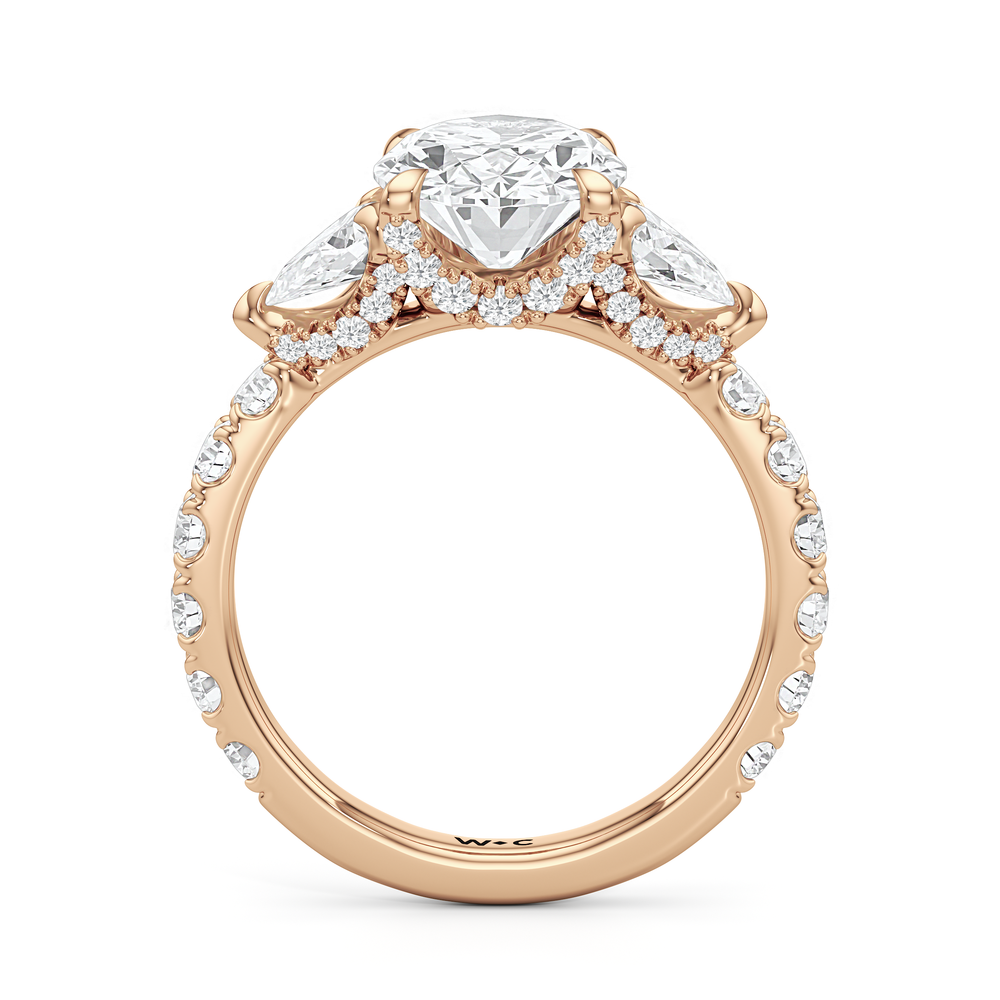 Elan Pear Engagement Ring with Oval Cut Diamond in 14KT Rose Gold view 4
