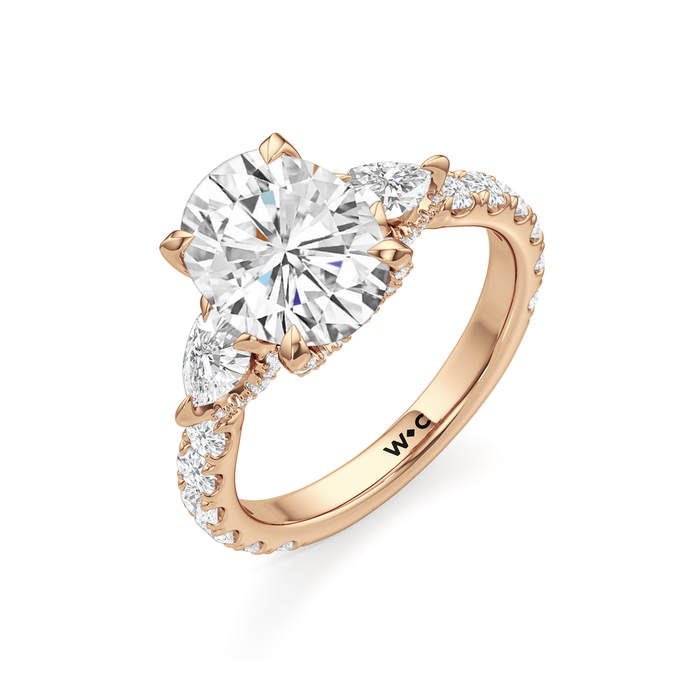 Elan Pear Engagement Ring with Oval Cut Diamond in 14KT Rose Gold view 5
