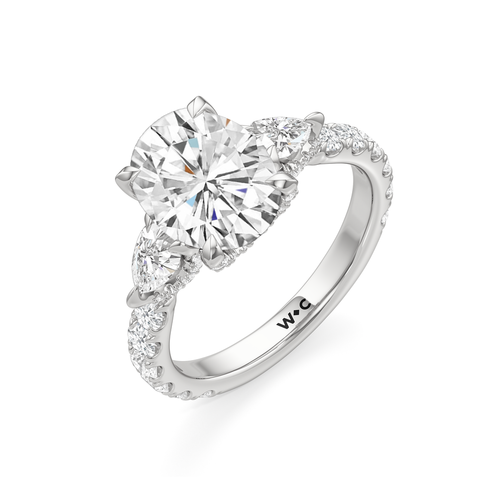 Elan Pear Engagement Ring with Oval Cut Diamond in 14KT Platinum view 5
