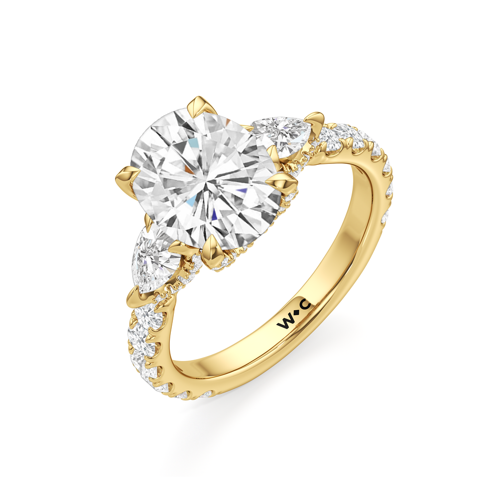 Elan Pear Engagement Ring with Oval Cut Diamond in 14KT Yellow Gold view 5
