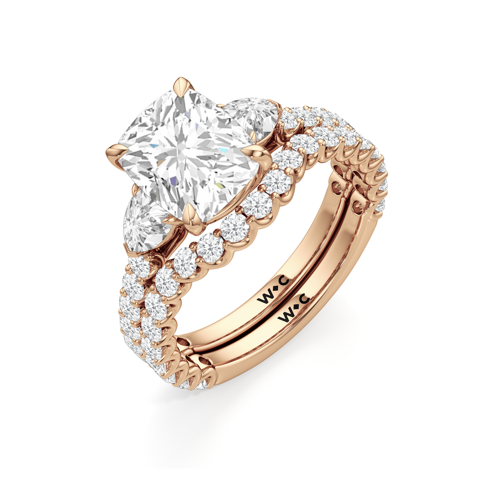 Radiant Cut Arc Pear Engagement Ring with Lab Grown Diamond in 14KT Rose Gold view 7
