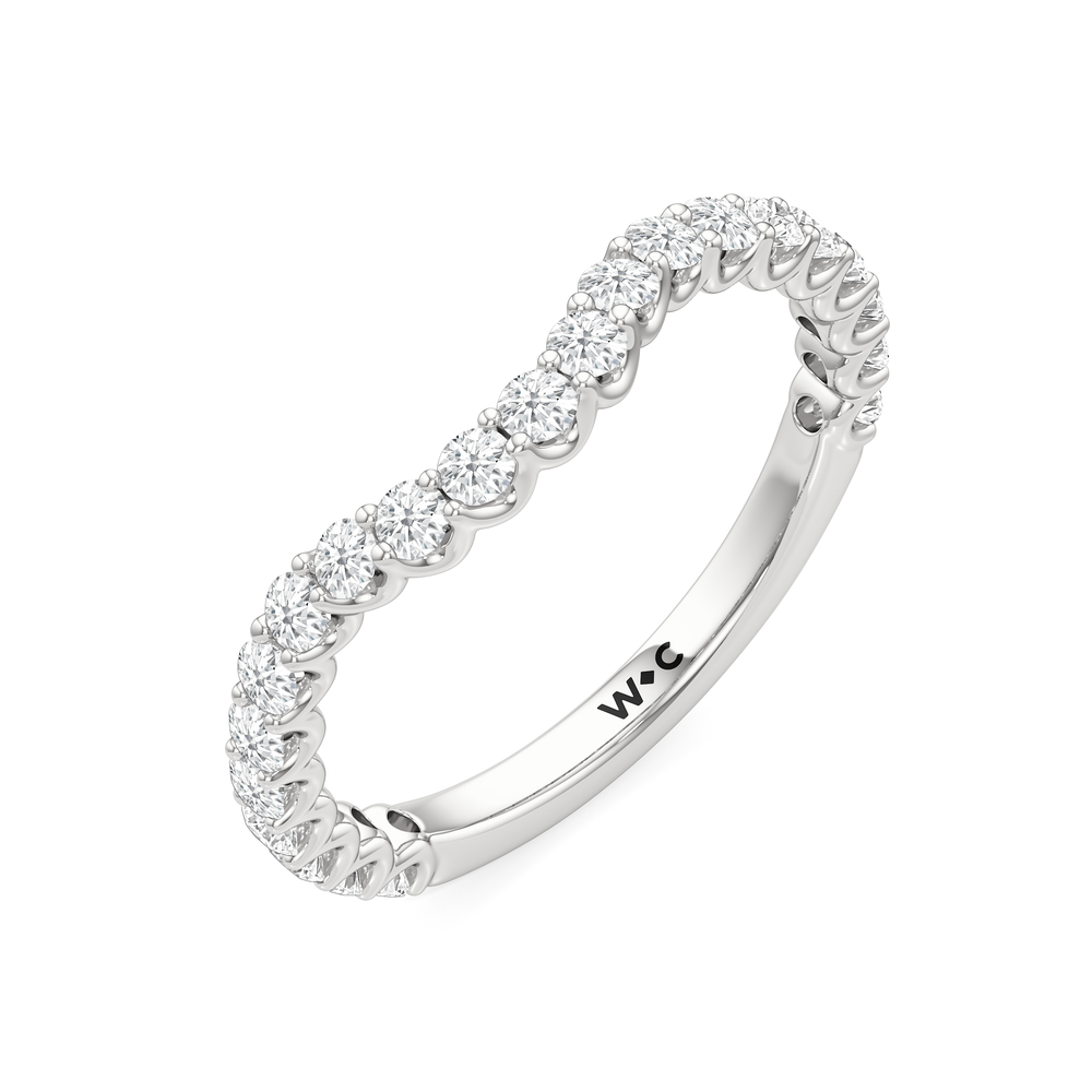 Arc Pear Diamond Wedding Band with Platinum Cut Diamond in 14KT Platinum view 5
