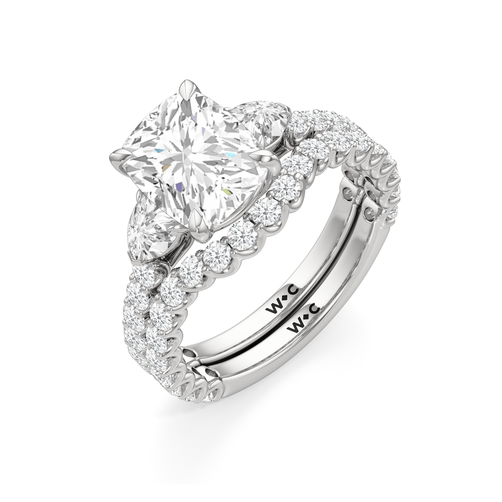 Radiant Cut Arc Pear Engagement Ring with Lab Grown Diamond in 14KT Platinum view 7
