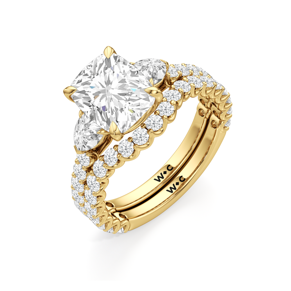 Emerald Cut Arc Pear Engagement Ring with Lab Grown Diamond in 14KT Yellow Gold view 7
