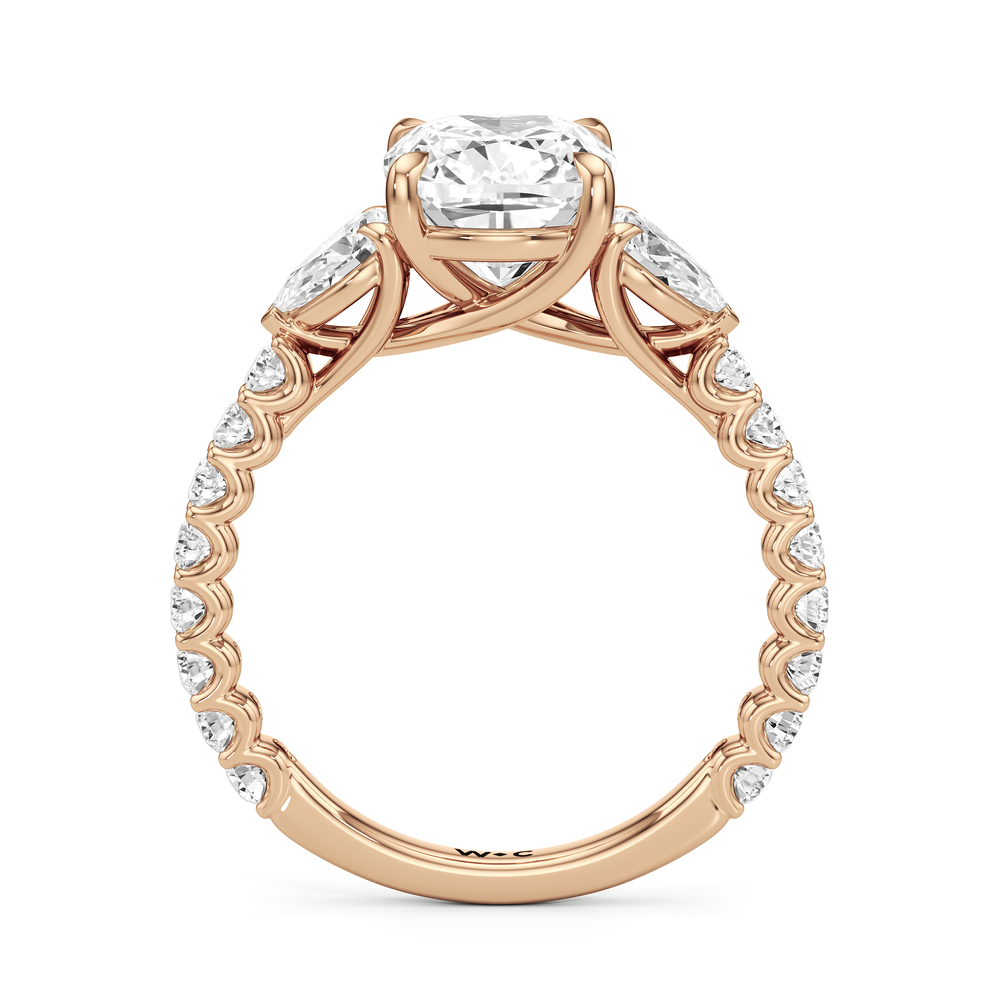 Elongated Cushion Cut Arc Pear Engagement Ring with Lab Grown Diamond in 14KT Rose Gold view 4
