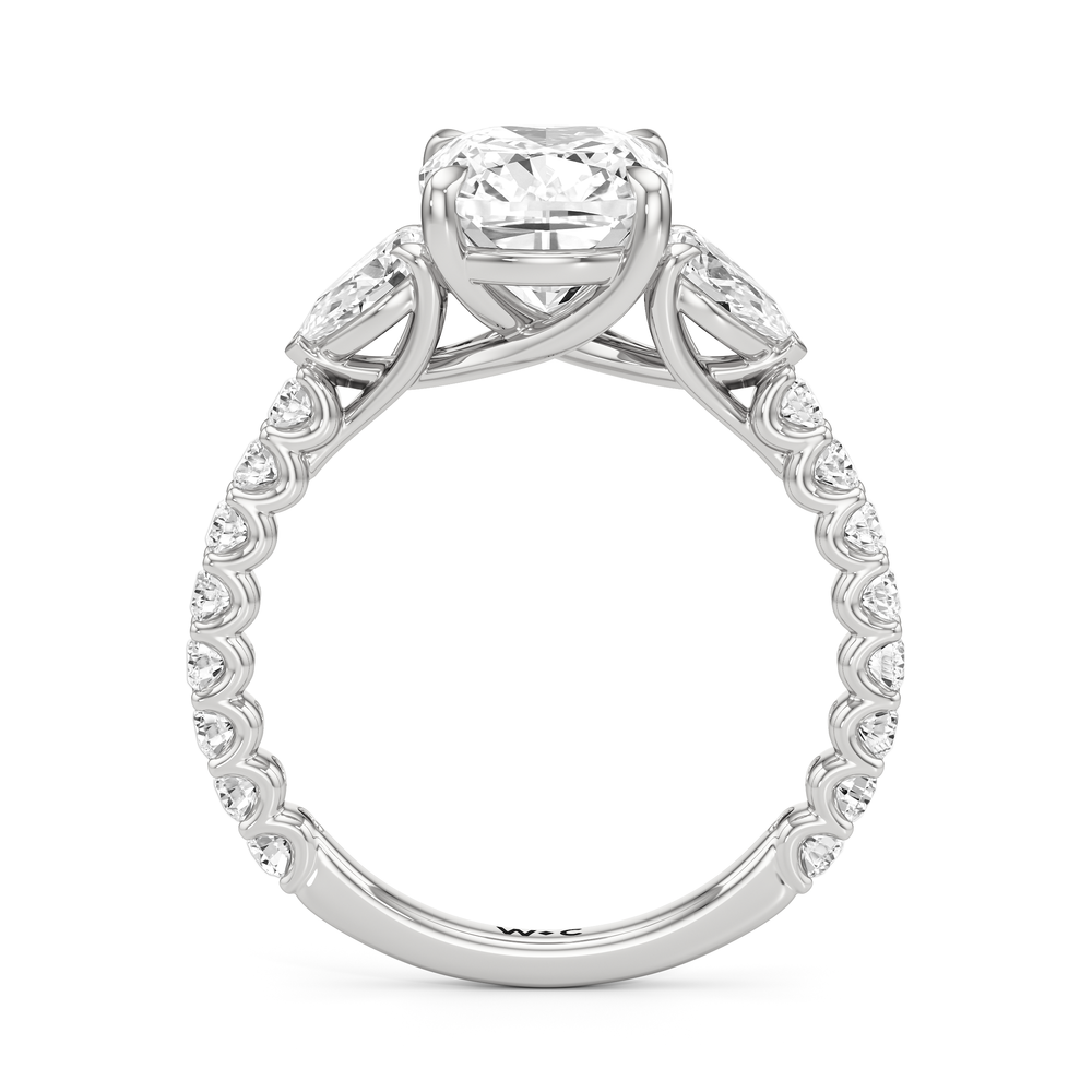Elongated Cushion Cut Arc Pear Engagement Ring with Lab Grown Diamond in 14KT Platinum view 4
