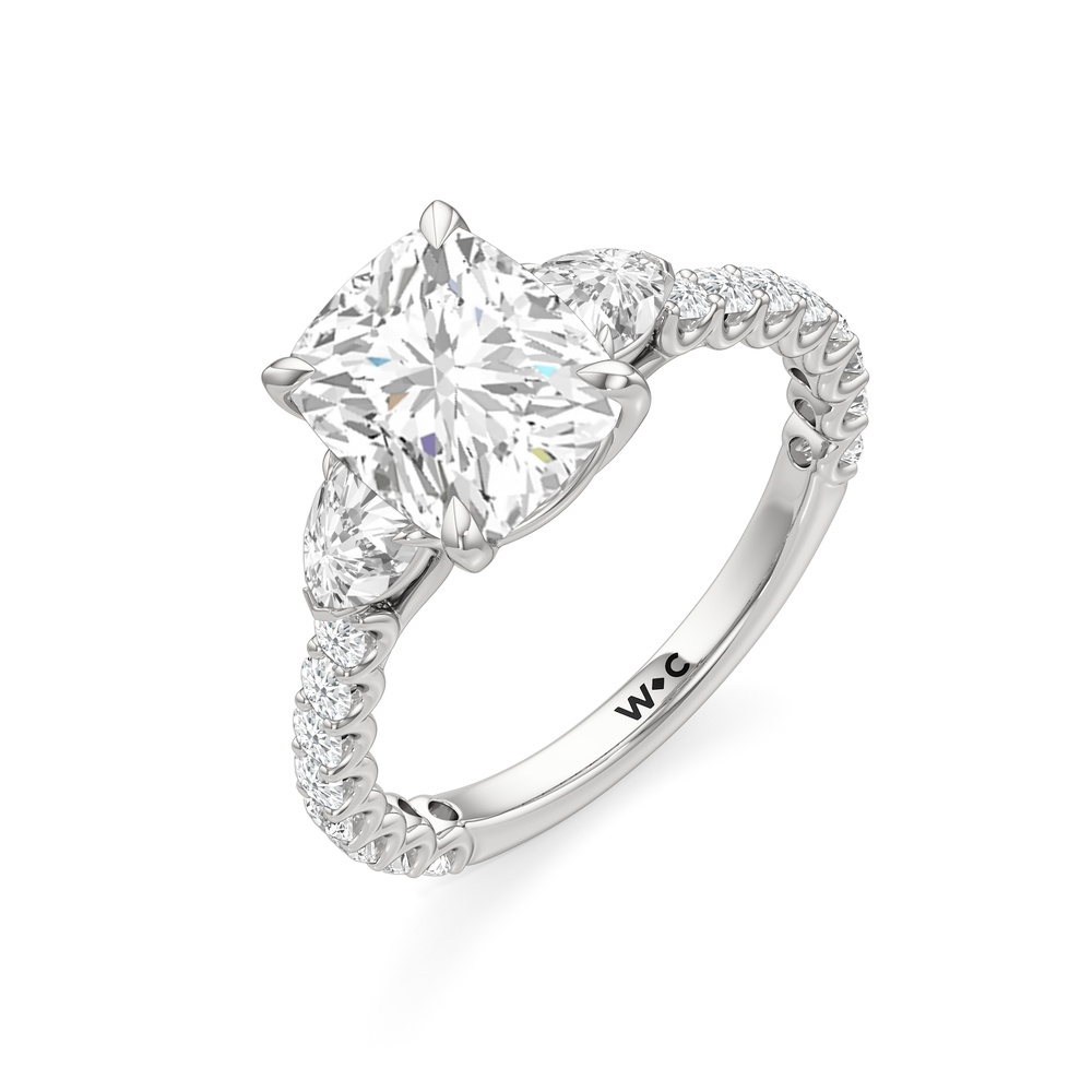 Elongated Cushion Cut Arc Pear Engagement Ring with Lab Grown Diamond in 14KT Platinum view 6
