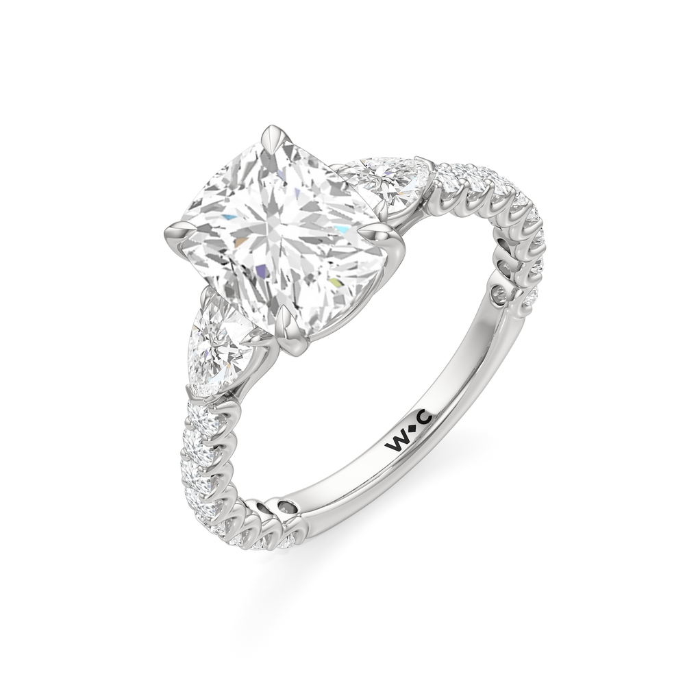 Elongated Cushion Cut Arc Pear Engagement Ring with Lab Grown Diamond in 14KT Platinum view 5
