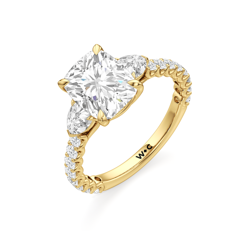 Elongated Cushion Cut Arc Pear Engagement Ring with Lab Grown Diamond in 14KT Yellow Gold view 6
