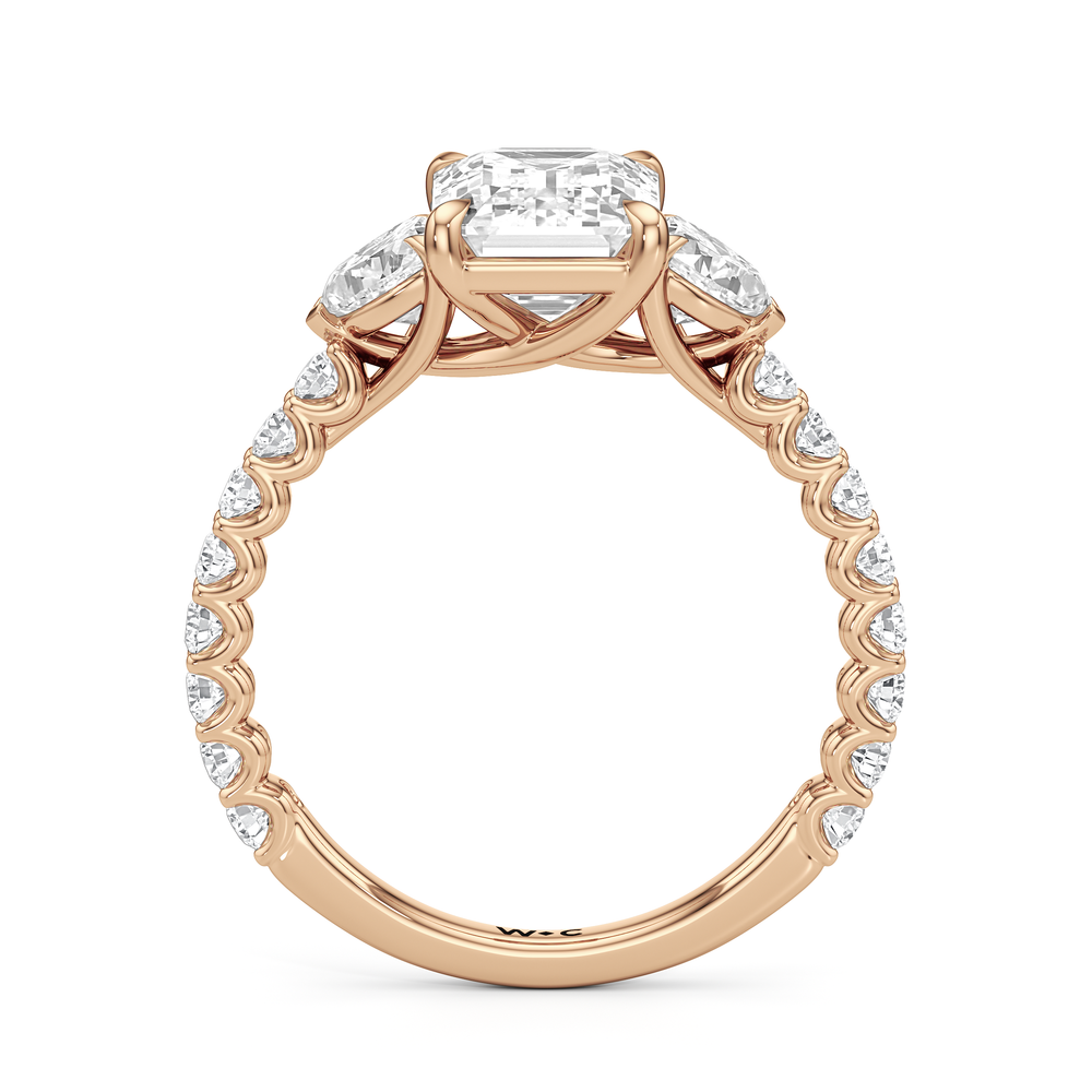 Emerald Cut Arc Pear Engagement Ring with Lab Grown Diamond in 14KT Rose Gold view 5
