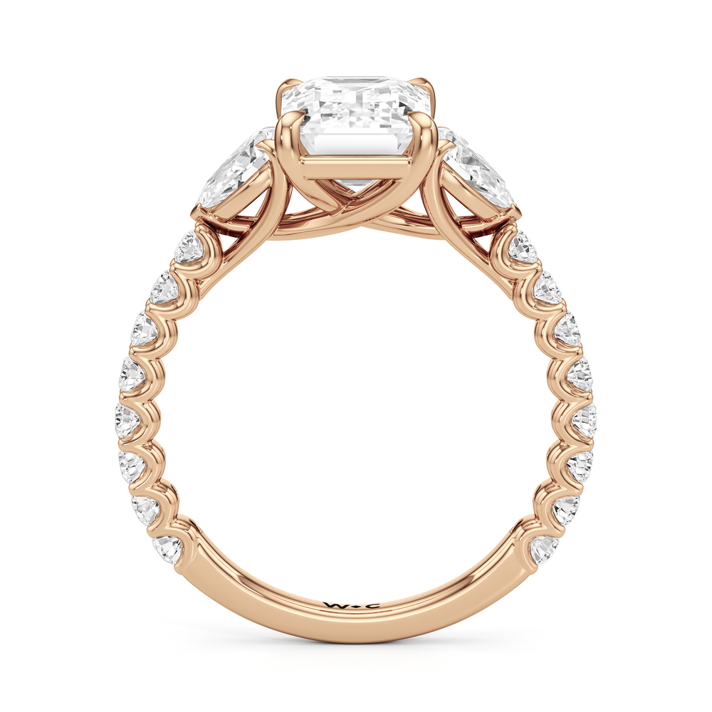 Emerald Cut Arc Pear Engagement Ring with Lab Grown Diamond in 14KT Rose Gold view 4
