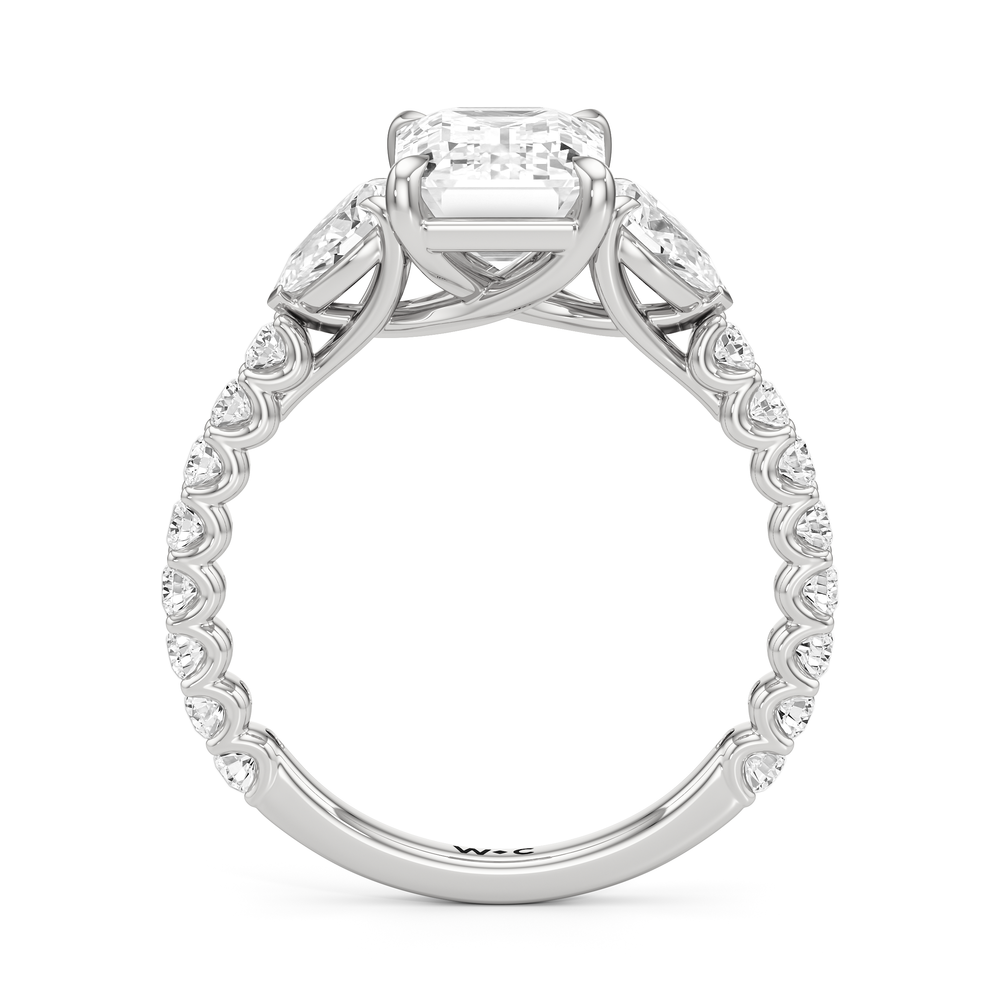 Emerald Cut Arc Pear Engagement Ring with Lab Grown Diamond in 14KT Platinum view 4
