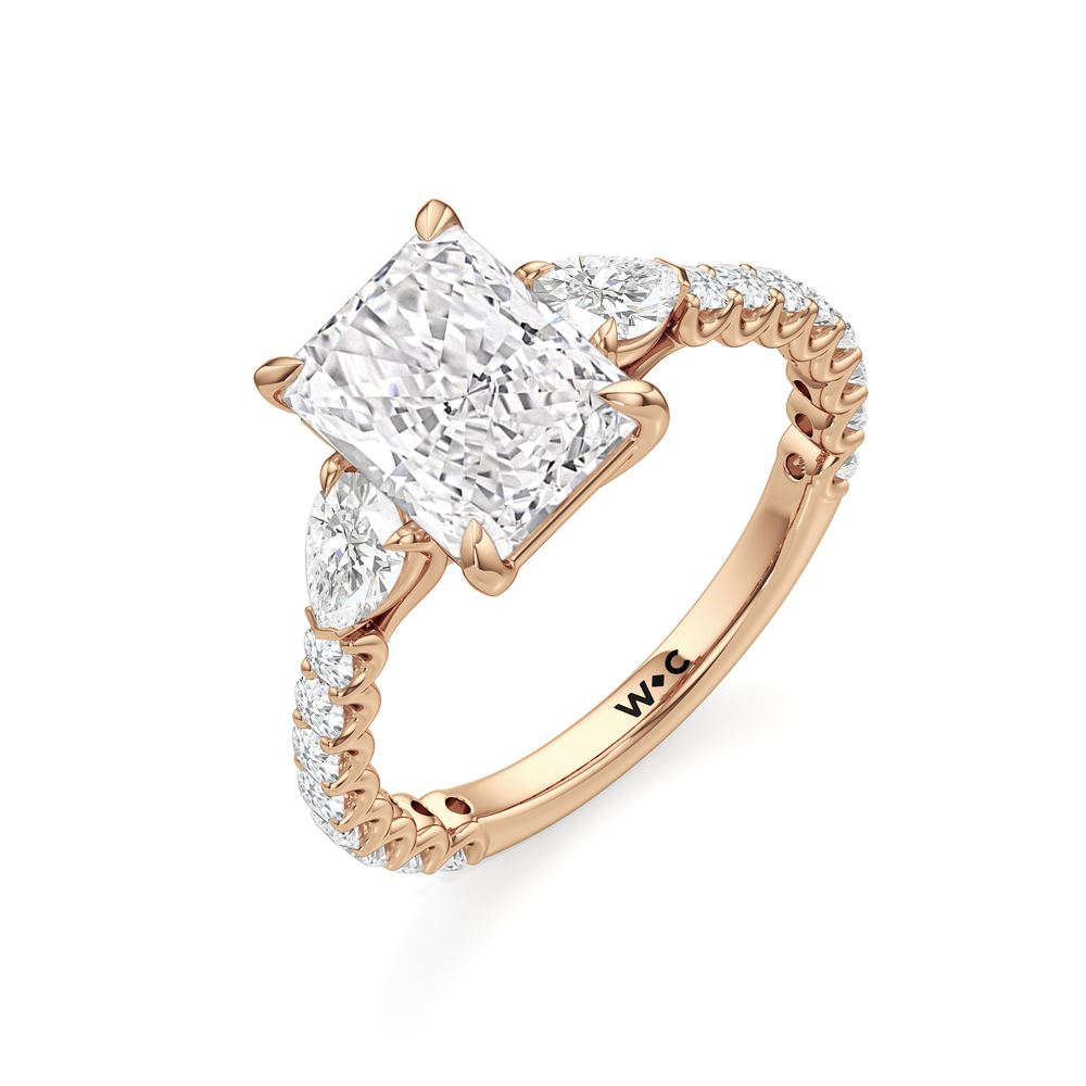 Radiant Cut Arc Pear Engagement Ring with Lab Grown Diamond in 14KT Rose Gold view 5
