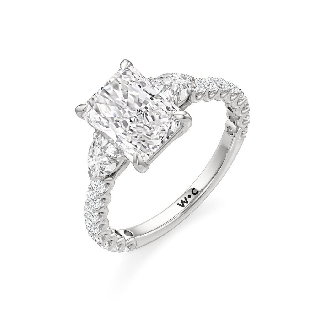 Radiant Cut Arc Pear Engagement Ring with Lab Grown Diamond in 14KT Platinum view 6
