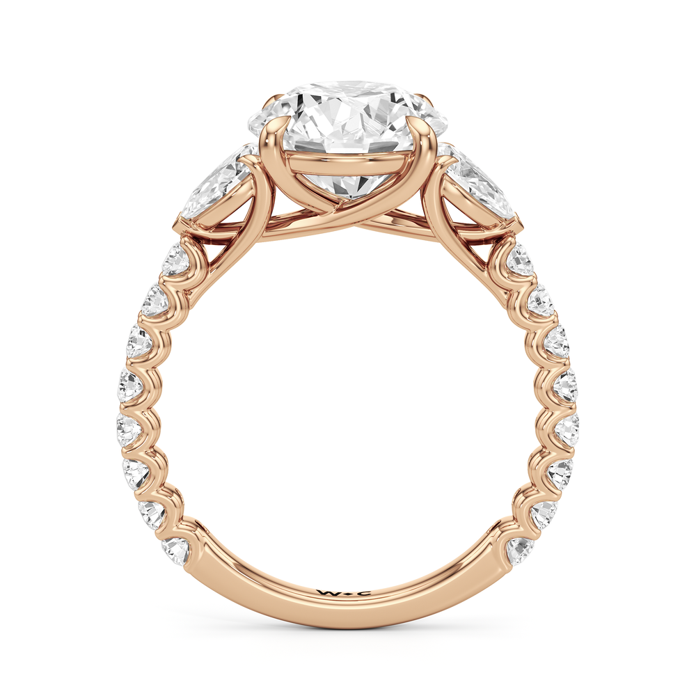 Round Cut Arc Pear Engagement Ring with Lab Grown Diamond in 14KT Rose Gold view 4
