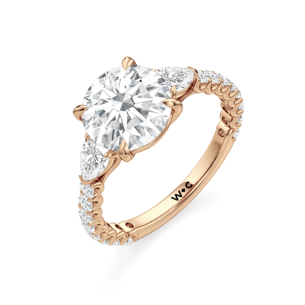 Round Cut Arc Pear Engagement Ring with Lab Grown Diamond in 14KT Rose Gold view 5
