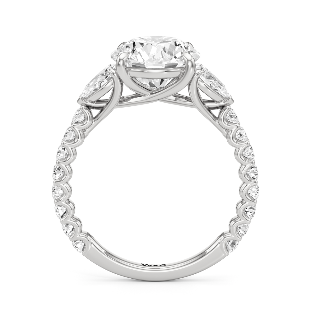 Round Cut Arc Pear Engagement Ring with Lab Grown Diamond in 14KT Platinum view 4
