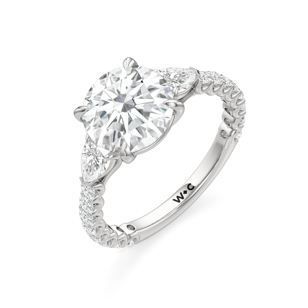 Round Cut Arc Pear Engagement Ring with Lab Grown Diamond in 14KT Platinum view 5

