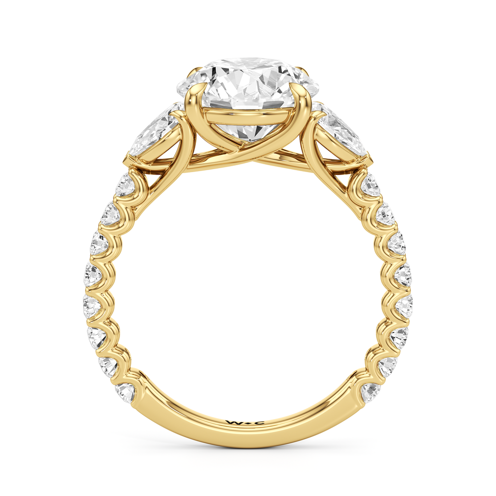 Round Cut Arc Pear Engagement Ring with Lab Grown Diamond in 14KT Yellow Gold view 4
