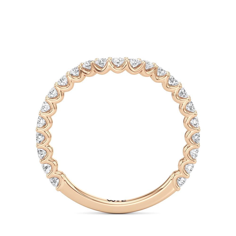Arc Baguette Diamond Wedding Band with 18KT Rose Gold Cut Diamond in 14KT Rose Gold view 4
