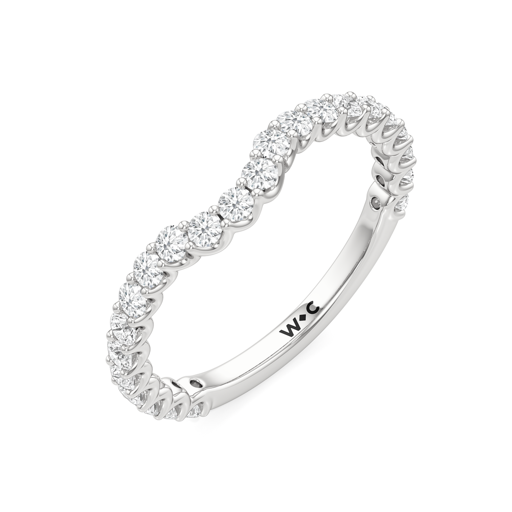 Arc Baguette Diamond Wedding Band with Platinum Cut Diamond in 14KT Platinum view 5
