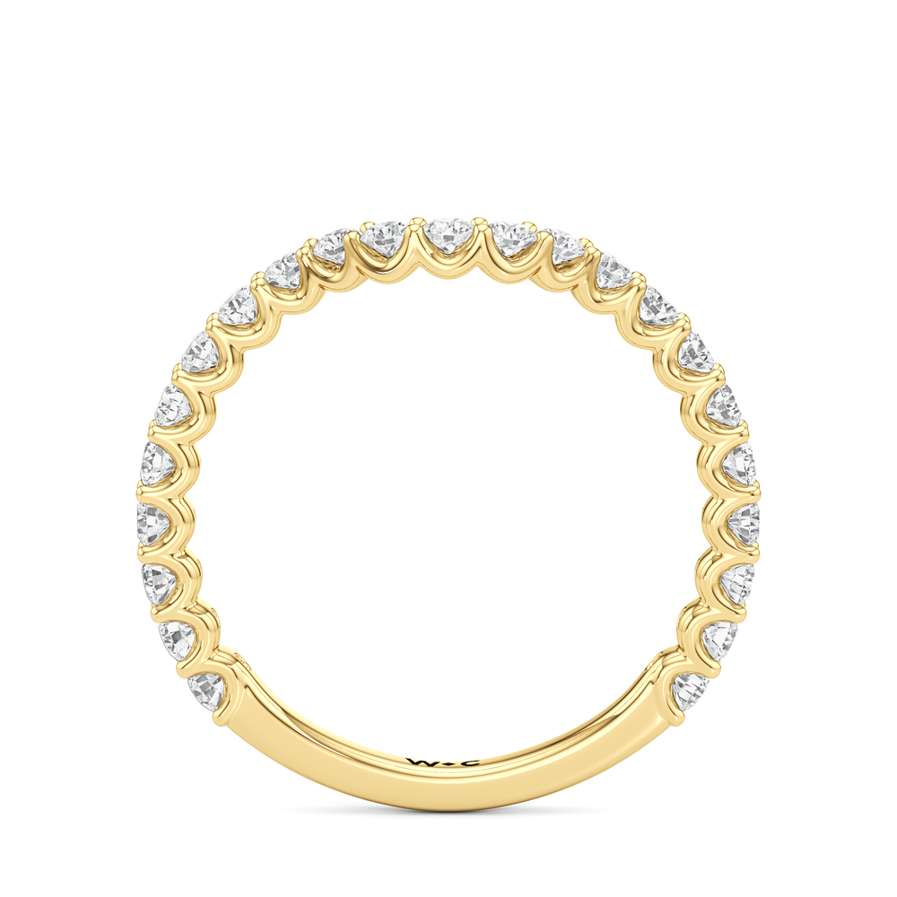 Arc Baguette Diamond Wedding Band with 18KT Yellow Gold Cut Diamond in 14KT Yellow Gold view 4
