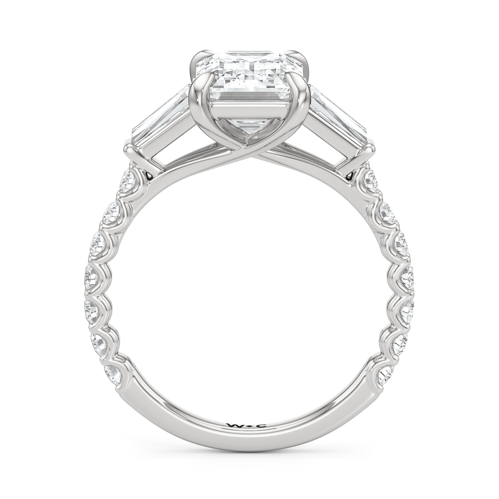Arc Baguette Engagement Ring with Emerald Cut Diamond in 14KT Platinum view 5
