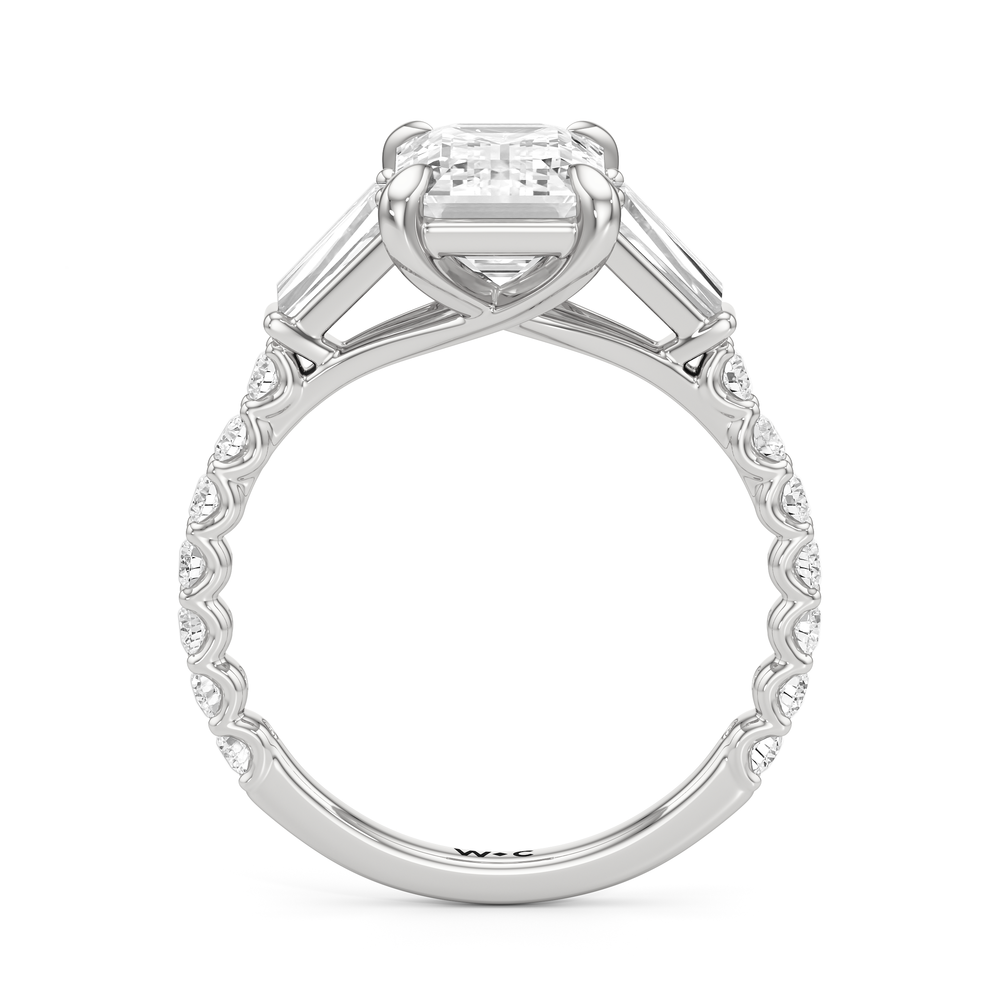 Arc Baguette Engagement Ring with Emerald Cut Diamond in 14KT Platinum view 5
