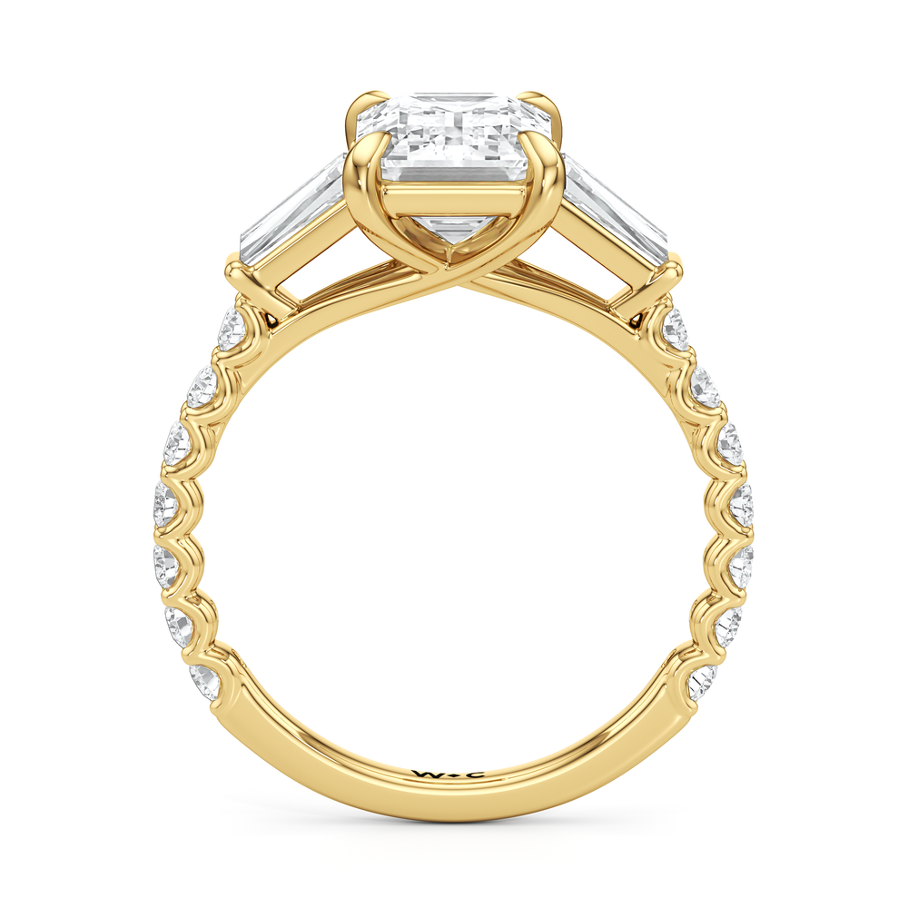 Arc Baguette Engagement Ring with Emerald Cut Diamond in 14KT Yellow Gold view 5
