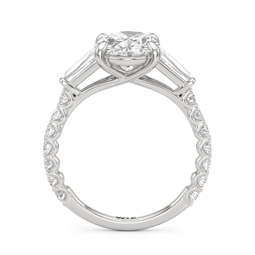 Arc Baguette Engagement Ring with Oval Cut Diamond in 14KT Platinum view 5
