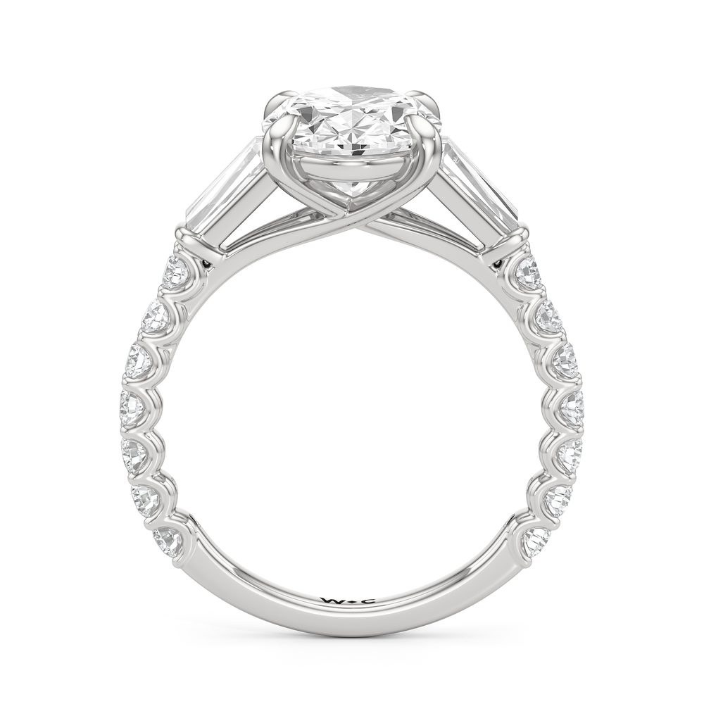 Arc Baguette Engagement Ring with Oval Cut Diamond in 14KT Platinum view 5
