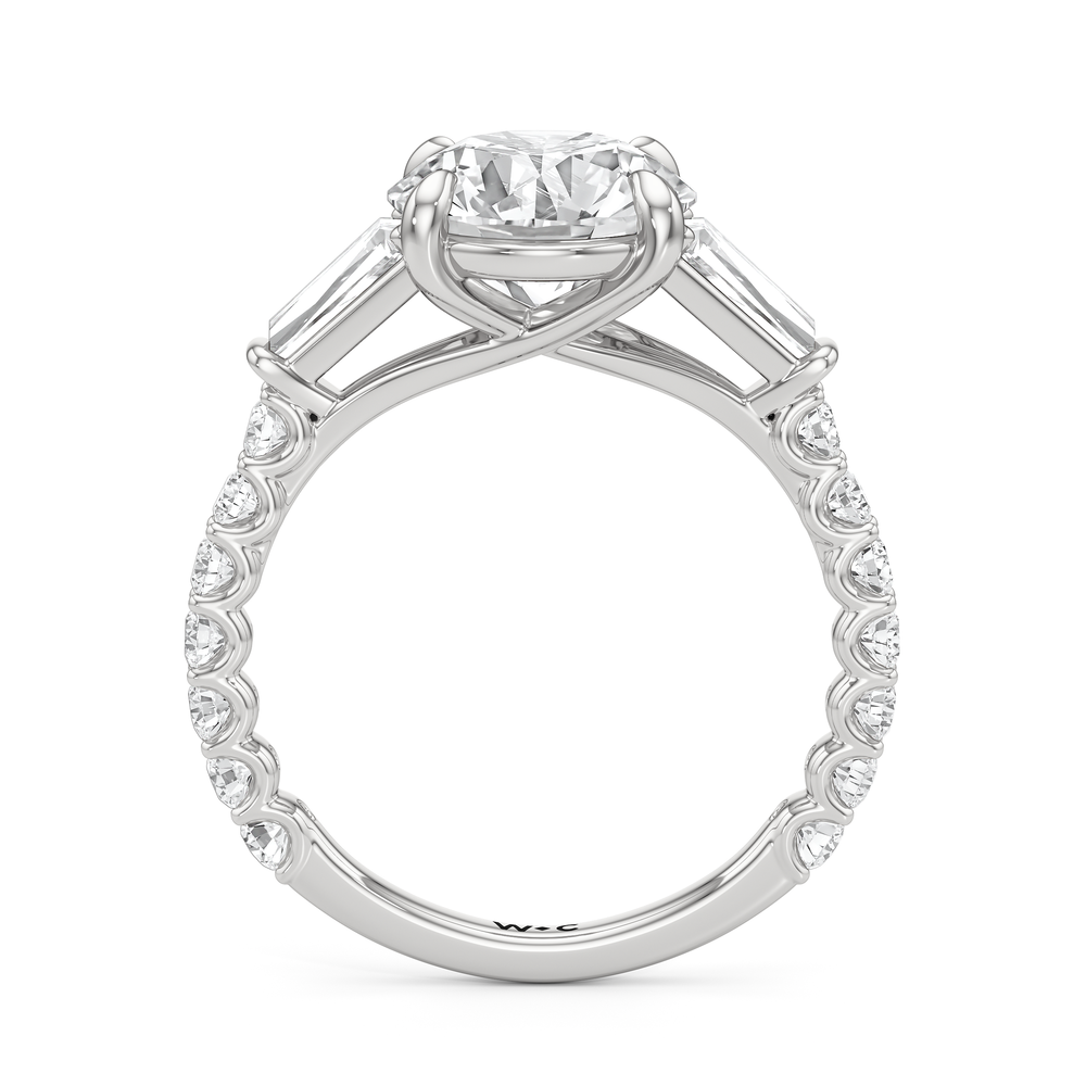 Arc Baguette Engagement Ring with Round Cut Diamond in 14KT Platinum view 5
