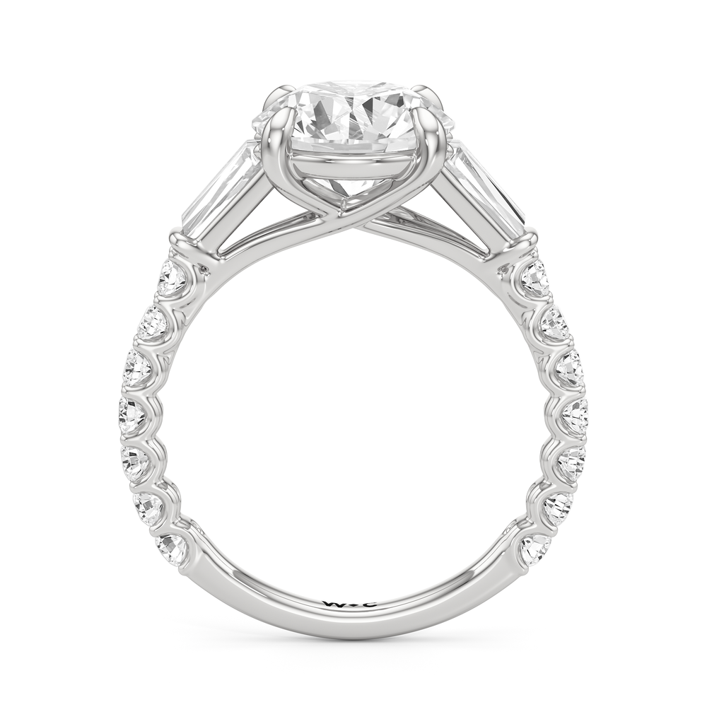 Arc Baguette Engagement Ring with Round Cut Diamond in 14KT Platinum view 5
