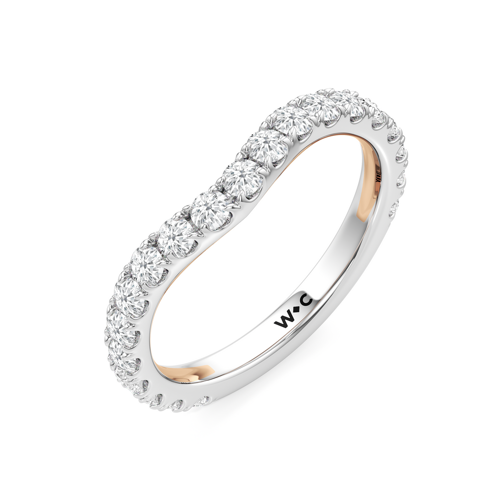 Elan Crossover Diamond Wedding Band with 18KT White & Rose Gold Cut Diamond in 14KT White & Rose Gold view 5
