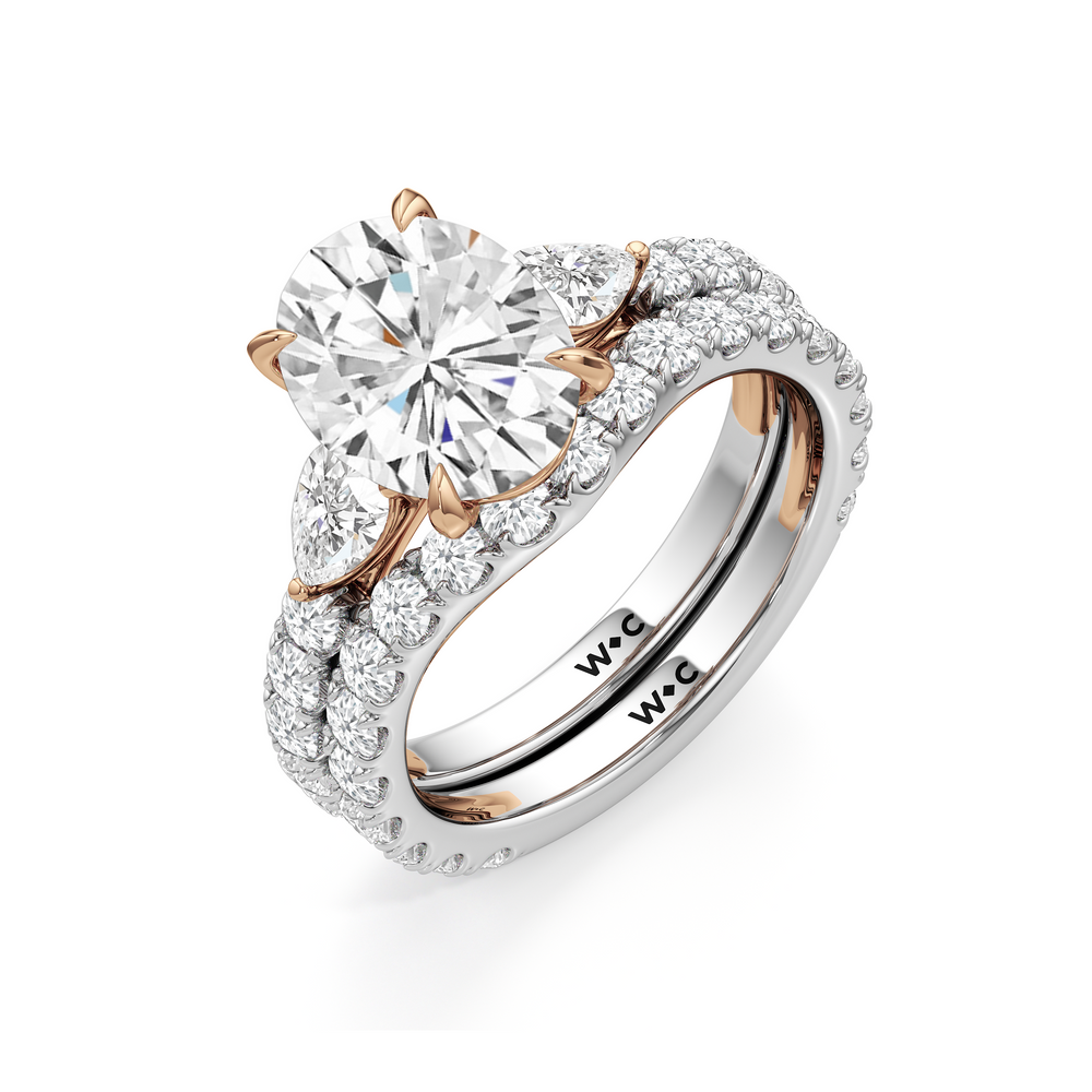 Elan Crossover Engagement Ring with Oval Cut Diamond in 14KT White & Rose Gold view 6
